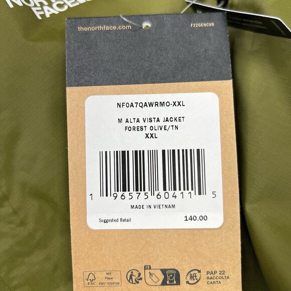 The North Face Alta Vista Rain Jacket Size 2XL Mens Forest Olive Tnf Black - Picture 15 of 16